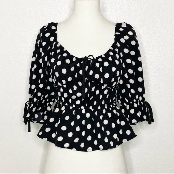 2BELLA Polka Dot Milkmaid Top - Picture 1 of 5